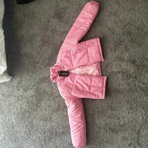 pink cropped buffer coat